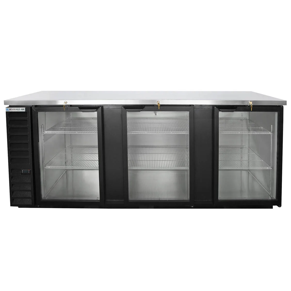 Beverage Air BB94HC-1-G-B 95" Three Section Back Bar Cooler with Glass Door, 37.82 cu. ft.