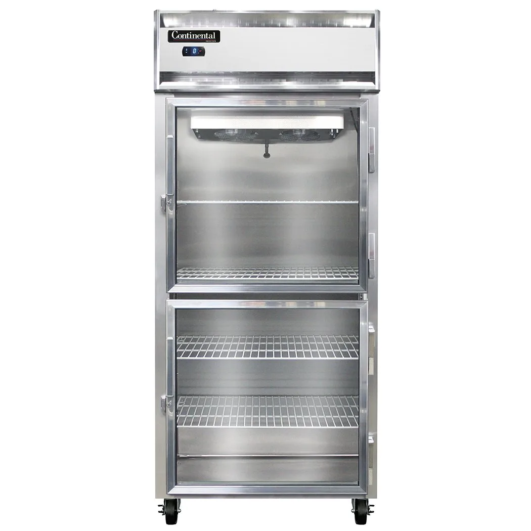 Continental Refrigerator 1FXSNSSGDHD 36" One Section Reach-In Freezer w/ 2 Half Glass Doors, All Stainless Steel, 26 cu. ft.