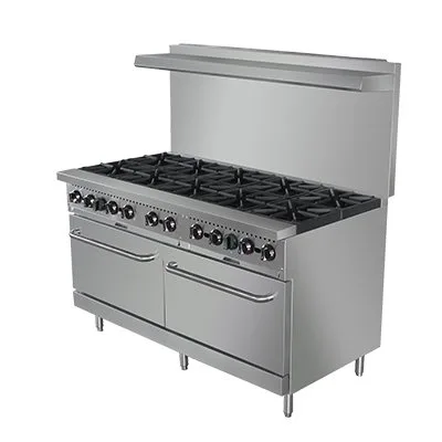 Adcraft BDGR-60/NG 60" Gas Restaurant Range, (2) Standard Ovens, (10) Open Burners