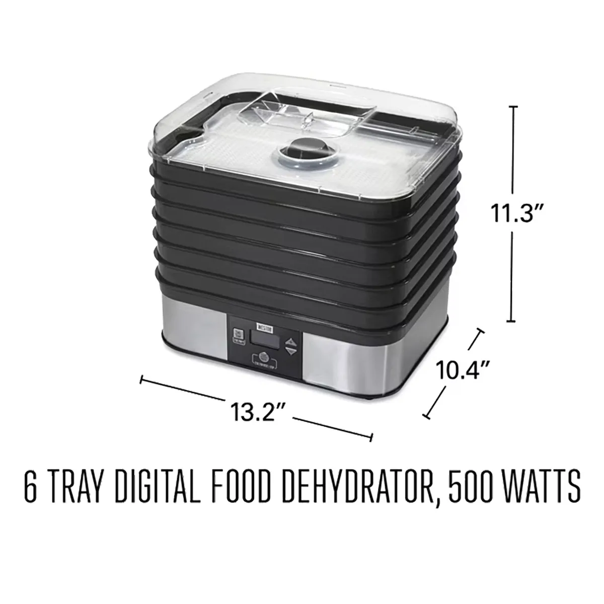 Hamilton Beach 75-0401-W Weston Digital Dehydrator, Single Zone, 6 Trays, 500W, 120V