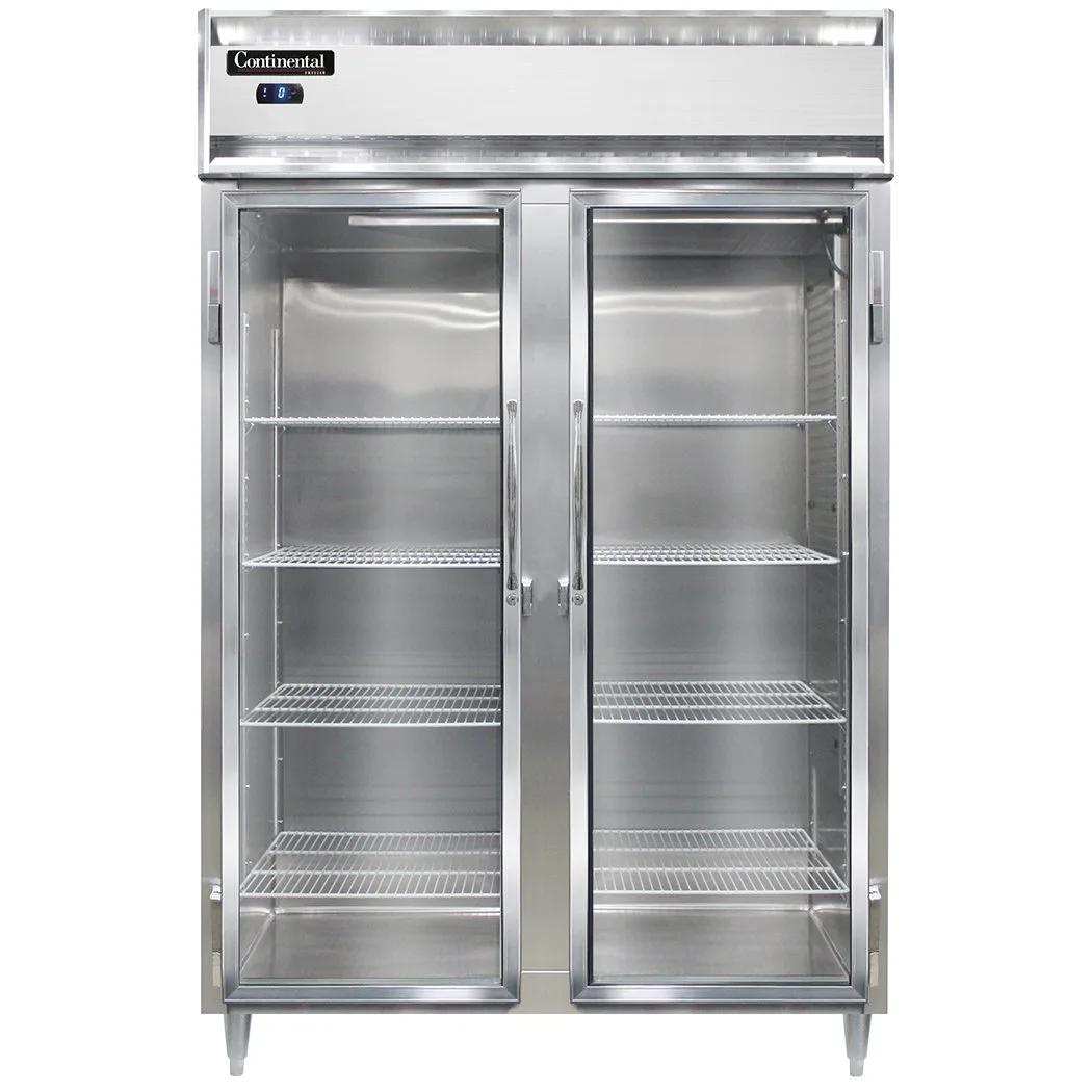 Continental Refrigerator D2FSNSAGD 52" 2-Section Reach-In Freezer w/ 2 Glass Doors, Top Mounted, 32 cu. ft., Stainless Steel