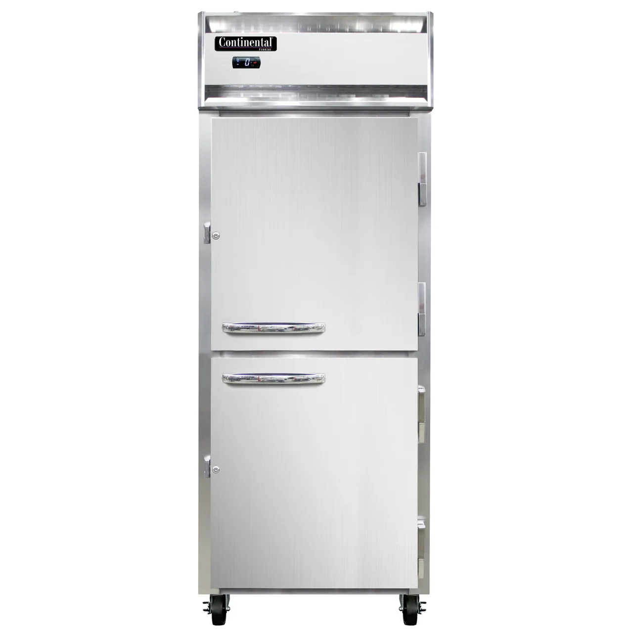 Continental Refrigerator 1FENPTHD 28" 1-Section Pass-Thru Freezer, 4 Half Solid Doors, Top Mounted, 22 cu. ft., Stainless Steel Front
