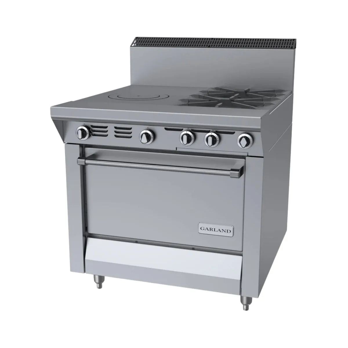 Garland US Range MST54R-E 34" Gas Heavy Duty Range w/ (2) Open Burners, (1) Front Fired Hot Top, (1) Standard Oven, 155.000 BTU