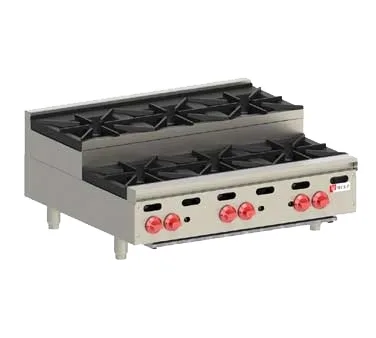 Wolf AHP636U 36" Countertop Step-Up Gas Hotplate with (6) Burners, Manual Controls, 180.000 BTU