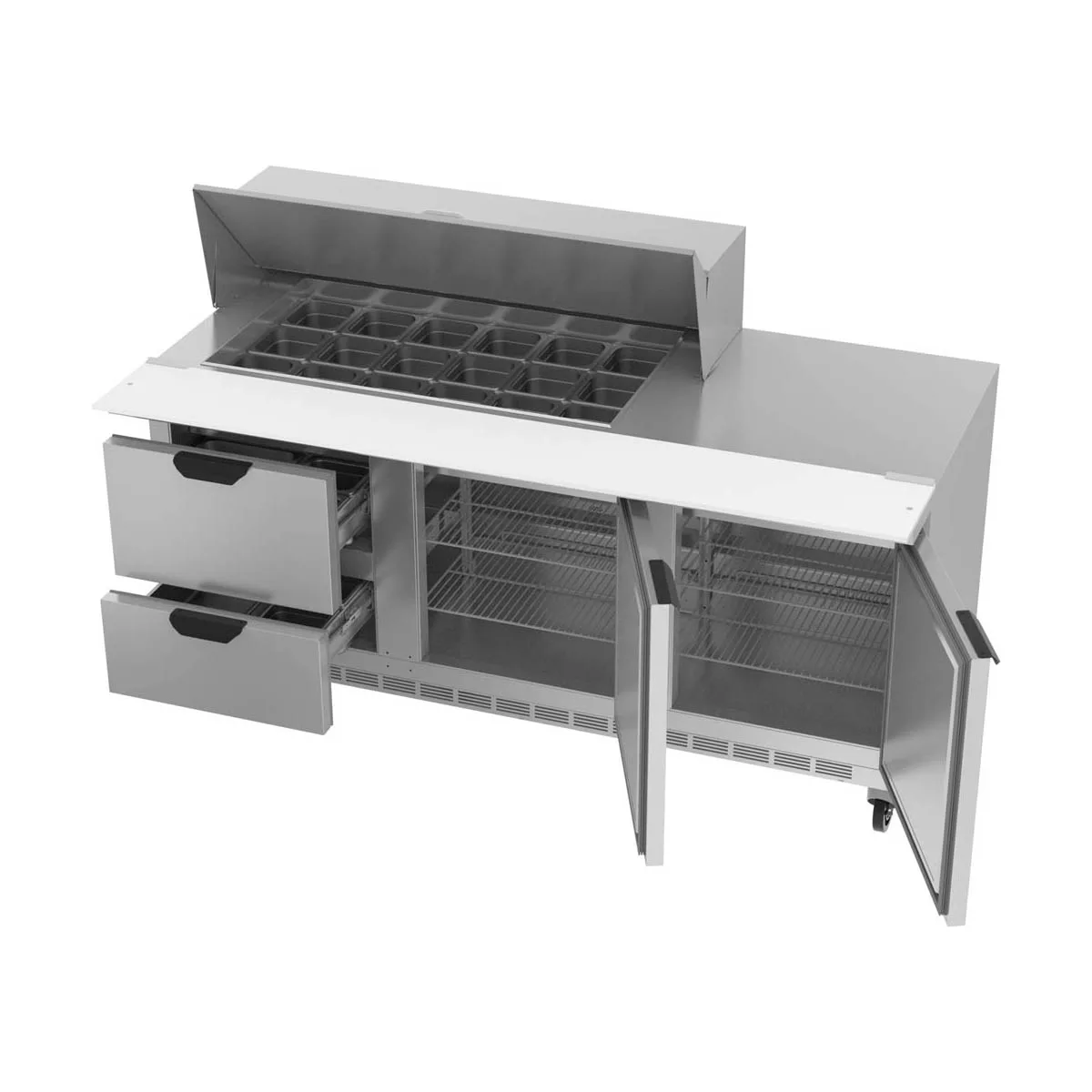 Beverage Air SPED72HC-18M-2 72" Mega Top Sandwich/Salad Prep Table w/ 2 Drawers & 2 Doors, 18 pans