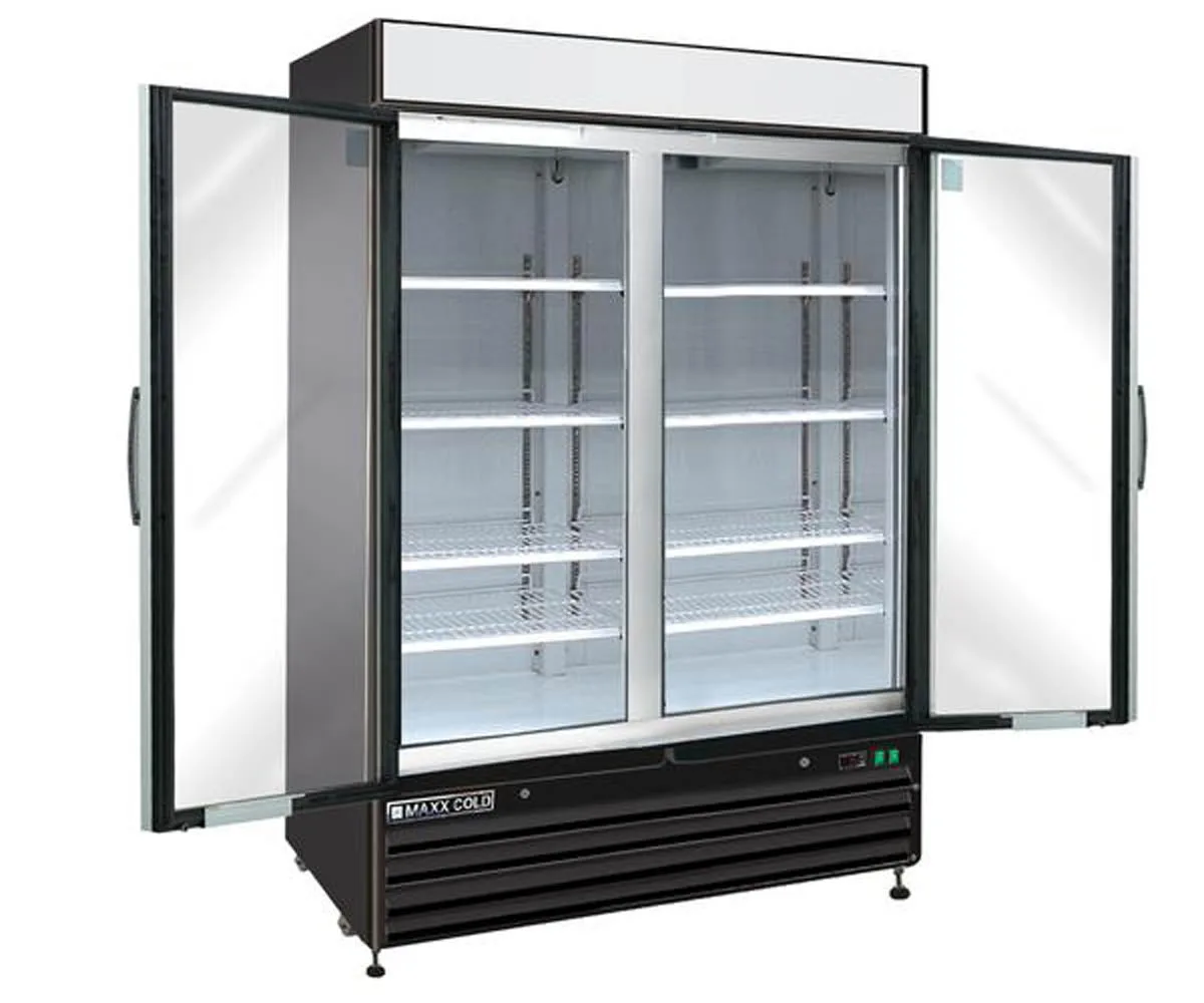 Maxx Cold MXM2-48FBHC 54" 2 Glass Doors Freezer Merchandiser in Black, 48 cu.ft.