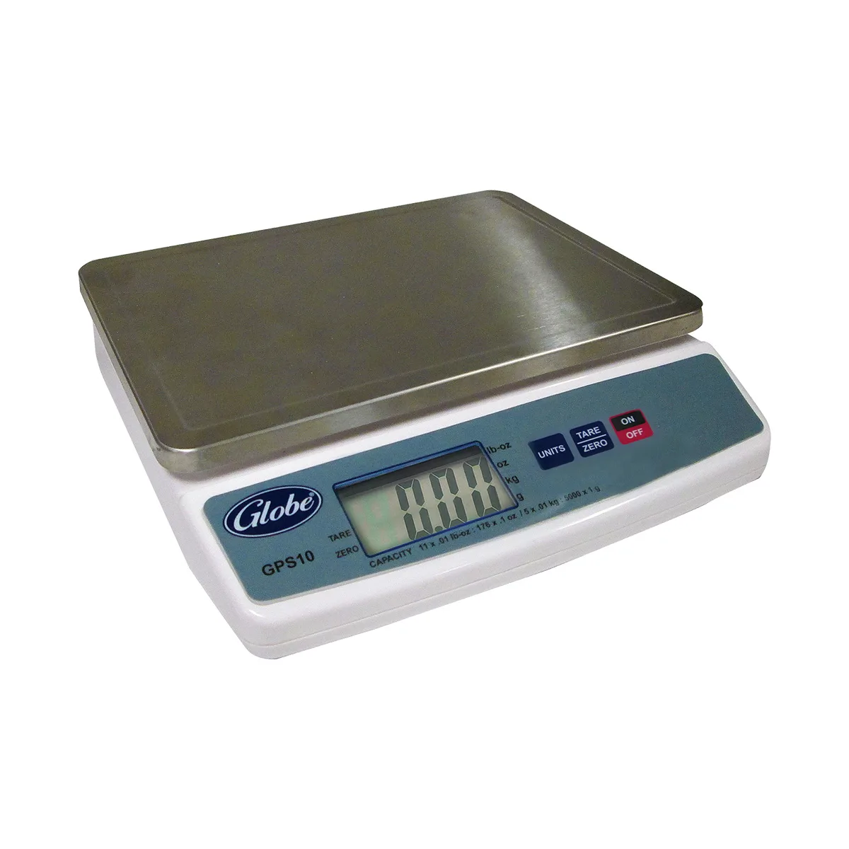 Globe GPS10 Digital Portion Scale, 11 lb Capacity, 9"x7" Stainless Platter, Auto Shut Off, ABS Housing, 115V AC
