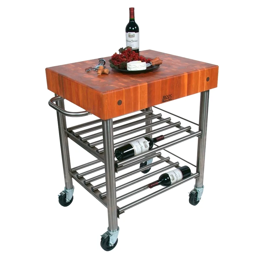 John Boos CHY-CUCD15WC Cucina D'Amico Wine Cart, 30"W X 24"D X 35-1/2"H