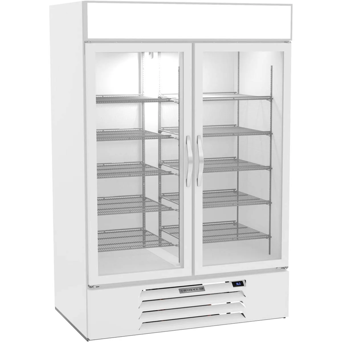 Beverage Air MMR49HC-1-W 52" Two Glass Door Merchandiser Refrigerator in White, 46.15 cu. ft.