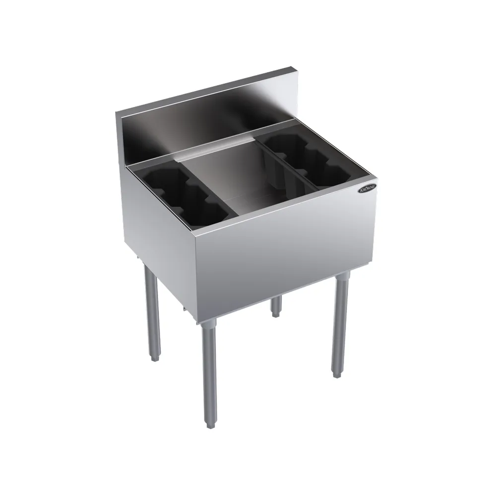 Krowne KR19-24 24" Underbar Ice Bin/Cocktail Unit w/ 74 lbs., 12" Bin Depth, No Cold Plate