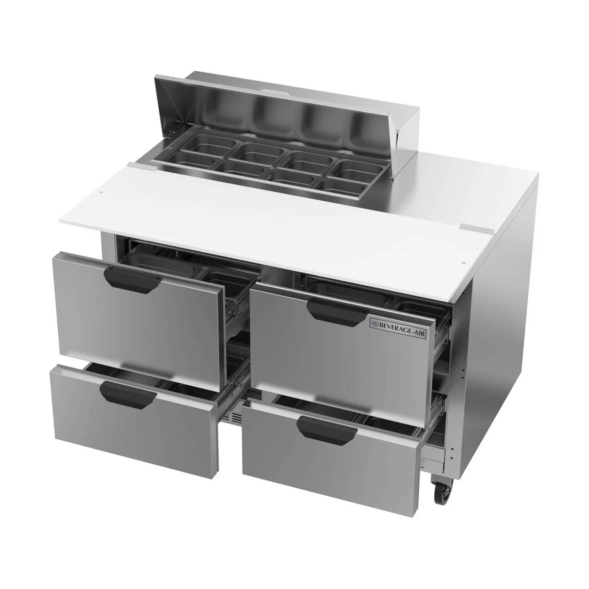Beverage Air SPED48HC-08C-4 48" Two Section Sandwich/Salad Prep Table w/ 4 Drawers, 8 Pans