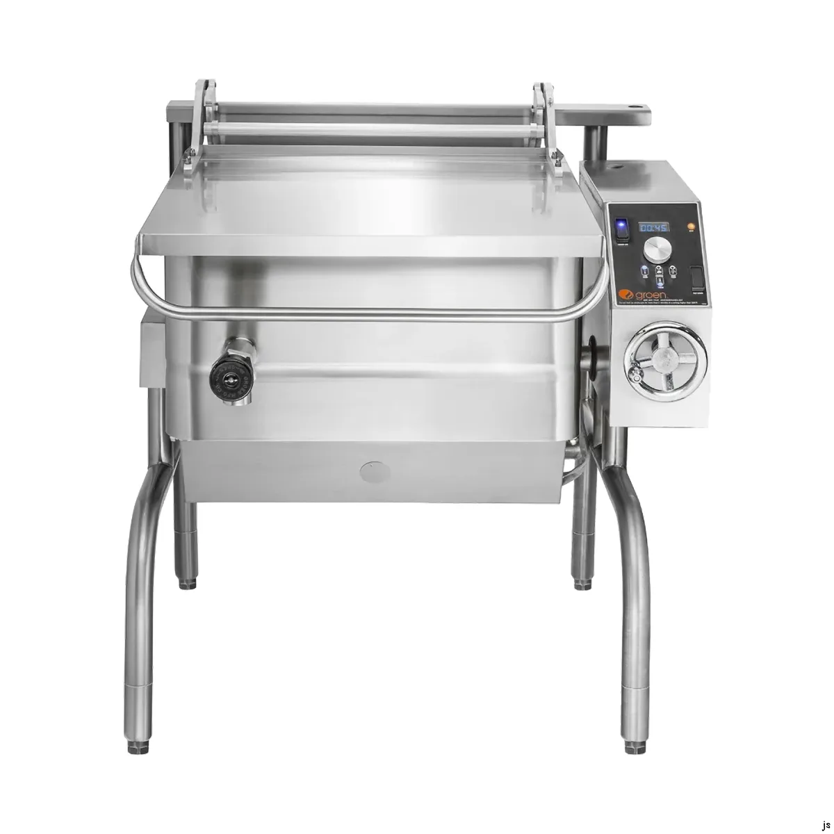 Groen BPM-30GSP 30 Gallon Gas Tilt Skillets Braising Pan, Manual Tilt, Open Frame Base, 104.000 BTU
