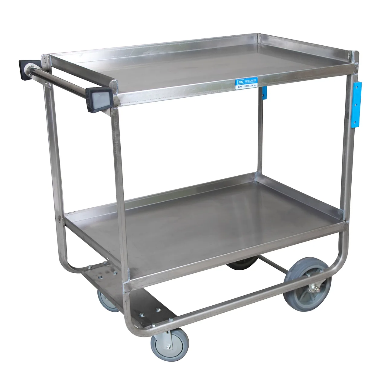 BK Resources BKC-2133S-2H Stainless Steel 2 Shelf Utility Cart - 33"L x 21"W Shelf