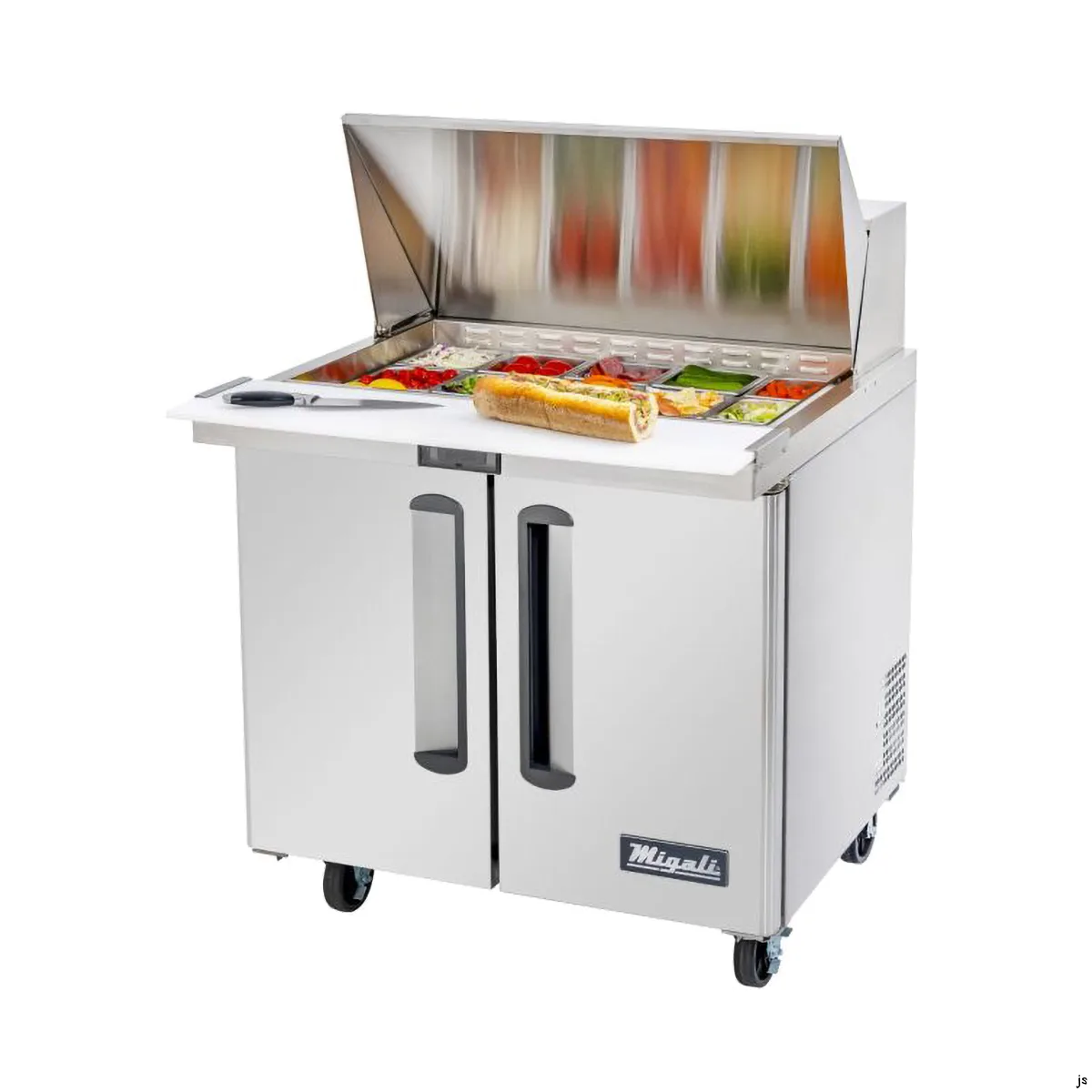 Migali C-SP36-15BT-HC 38" Mega Top Sandwich Prep Table w/ 2 Doors, 15 Pans