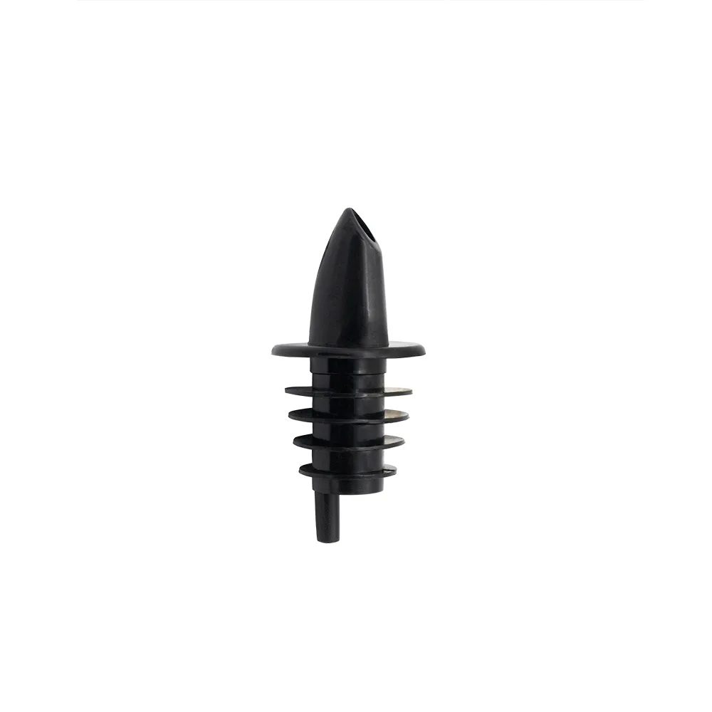CAC China LQPR-P2BK Free Flow Liquor Pourer, Plastic, Black, With Collar, Sold Per Dozen