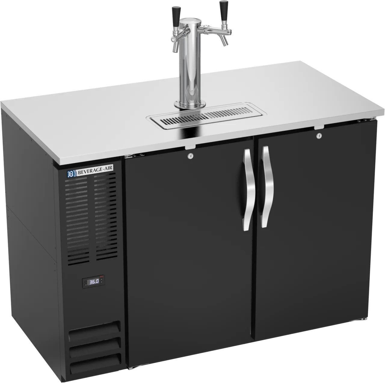 Beverage Air DDN48HC-B Draft Beer Cooler, 48" x 26" x 49" (12.6 cu ft), Black, 2‑Keg, R290, 1/4 HP