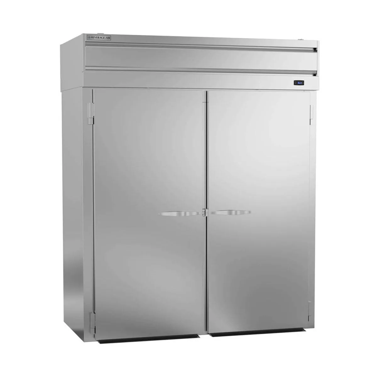 Beverage Air PRT2HC-1AS 68" 2-Section Roll-Thru Refrigerator w/ 4 Solid Doors, Self-Contained, Aluminum Interior, 78.50 cu. ft.