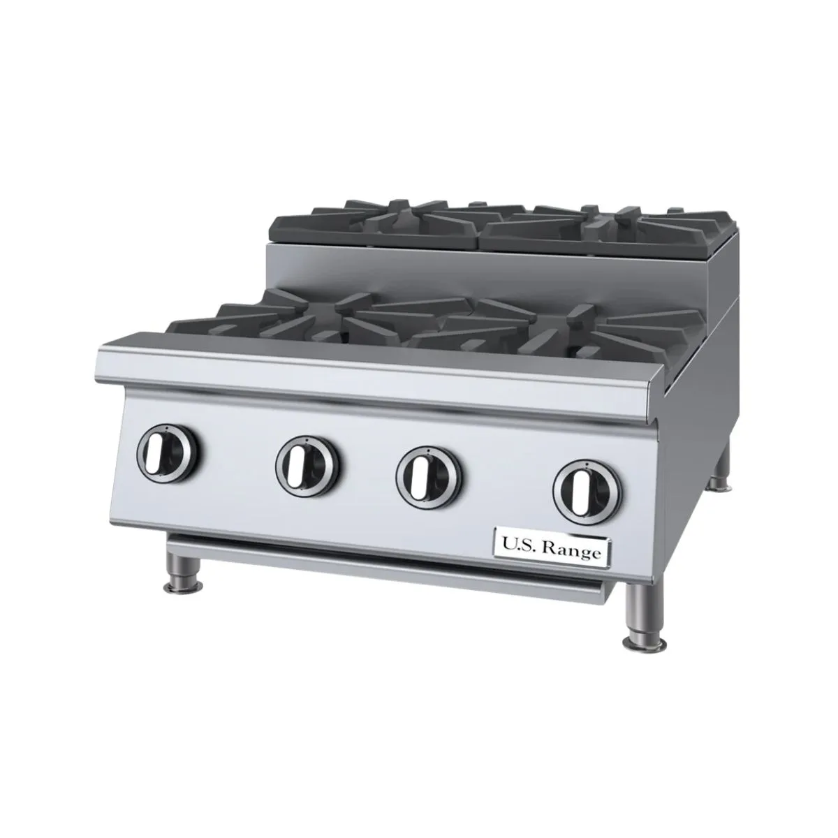 Garland US Range UTOG24-SU4 24" Countertop Heavy Duty Step-Up Gas Hotplate with (4) Burners, 120.000 BTU