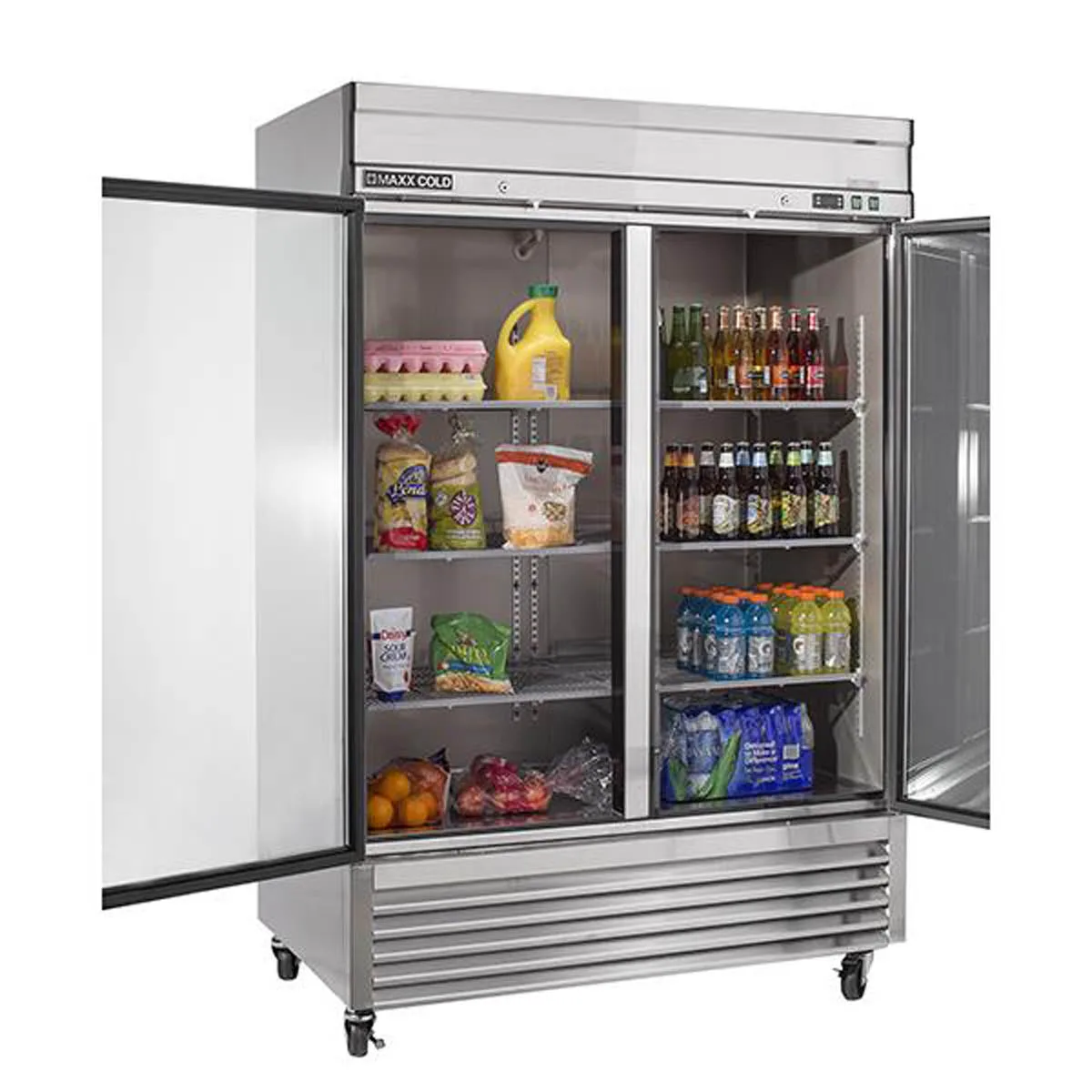 Maxx Cold MXSR-49GDHC 54" Two Section Reach-In Refrigerator w/ 2 Glass Doors, 49 cu. ft.
