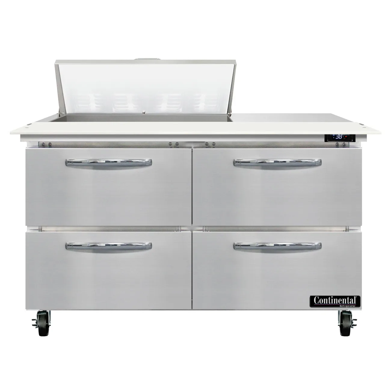 Continental Refrigerator SW48N8C-D 48" Sandwich / Salad Prep Table w/ 4 Drawers, 8 Pans