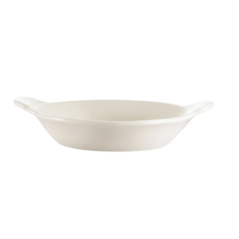 CAC China COA-15-W Welsh Rarebit Baking Dish, 15 oz Oval Stoneware, American White - 1 Dozen