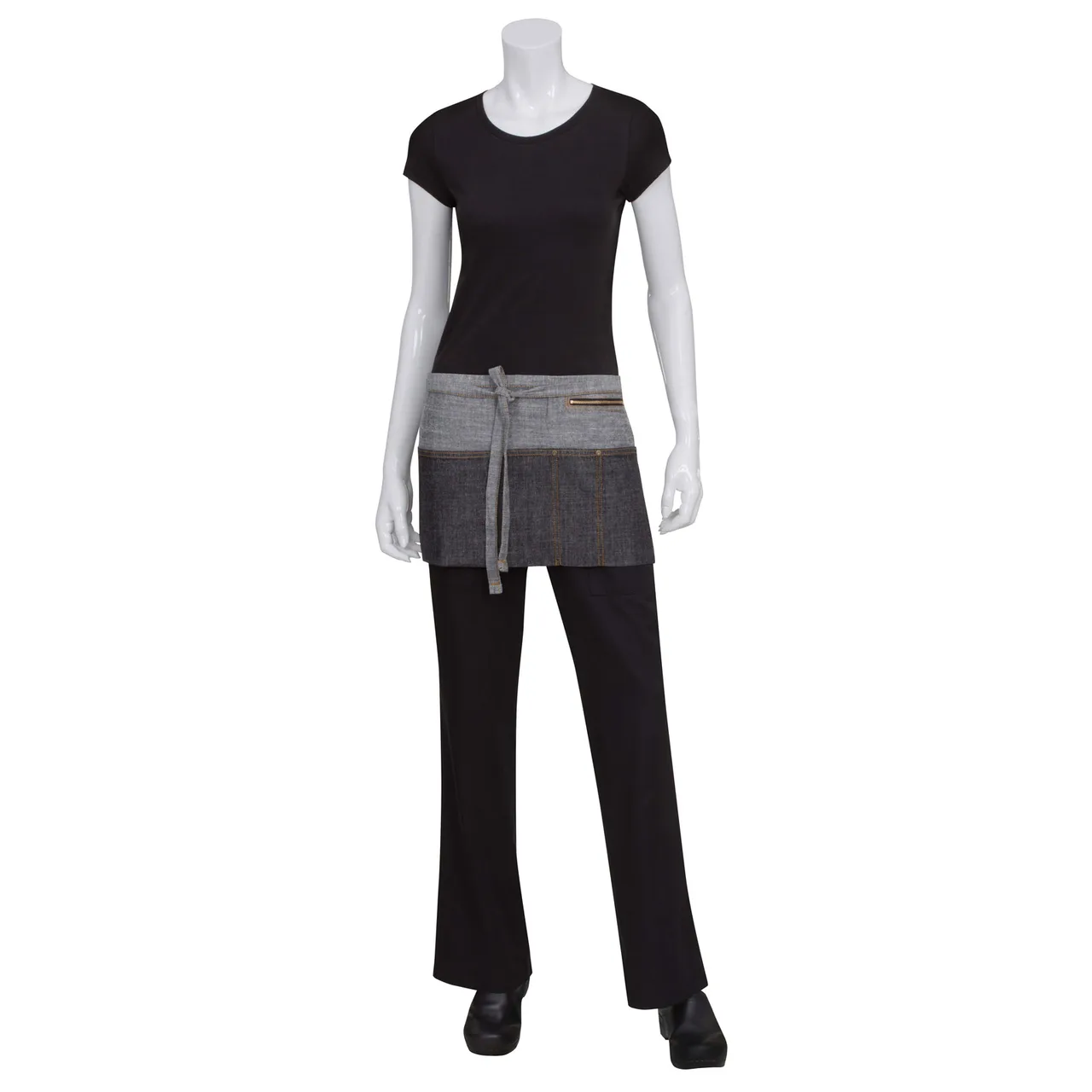 Chef Works AW047-BLK-0 - Black 12"L X 23"W Cotton Denim Waist Apron