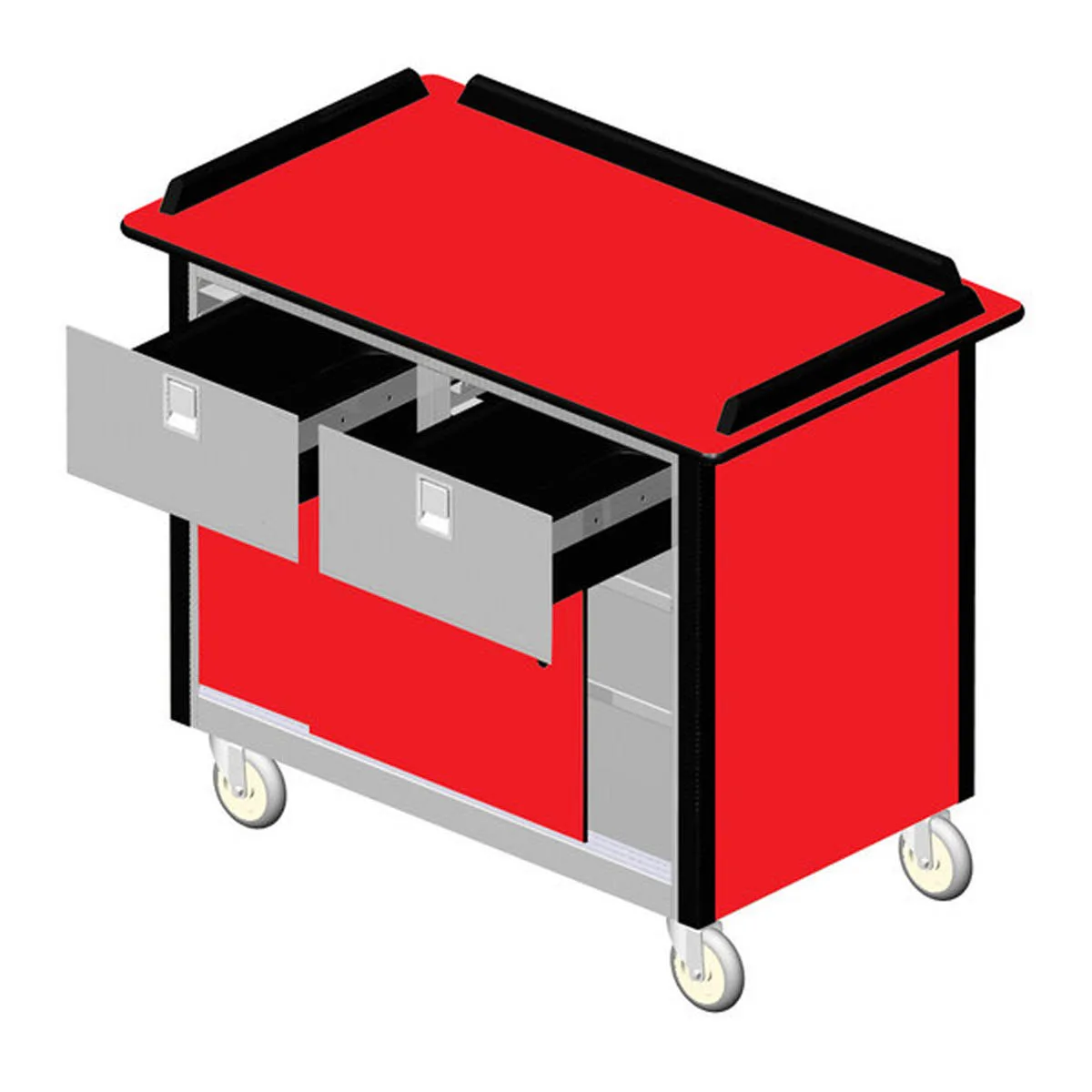 Lakeside 690-40 Food Cart w/ Drawers, Expanded Stainless Steel Storage Compartment