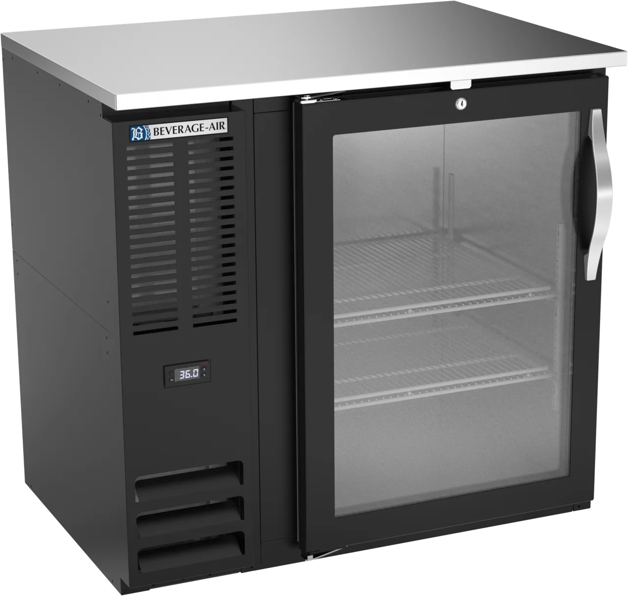 Beverage Air BBN36HC-FG-B Back Bar Cooler, 36"W x 26-3/8"D x 34"H, 8.43 cu ft, Black Glass Door,R290