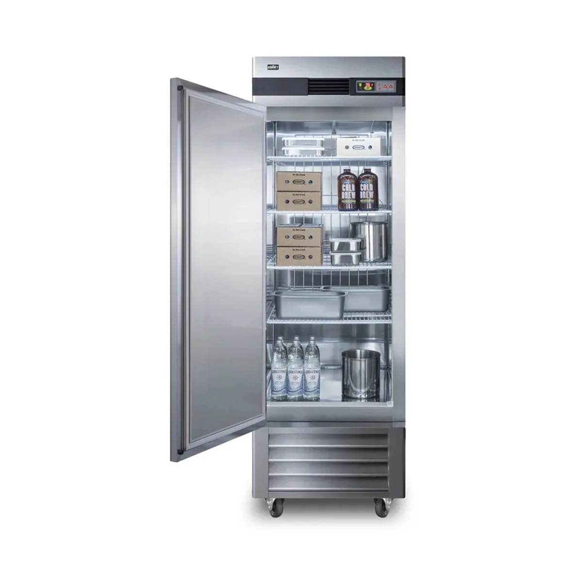 Summit SCRR232LH 28" 1-Section Reach-In Refrigerator w/ Left Hinged Solid Door, Bottom Mount, Stainless Steel, 23 cu. ft.