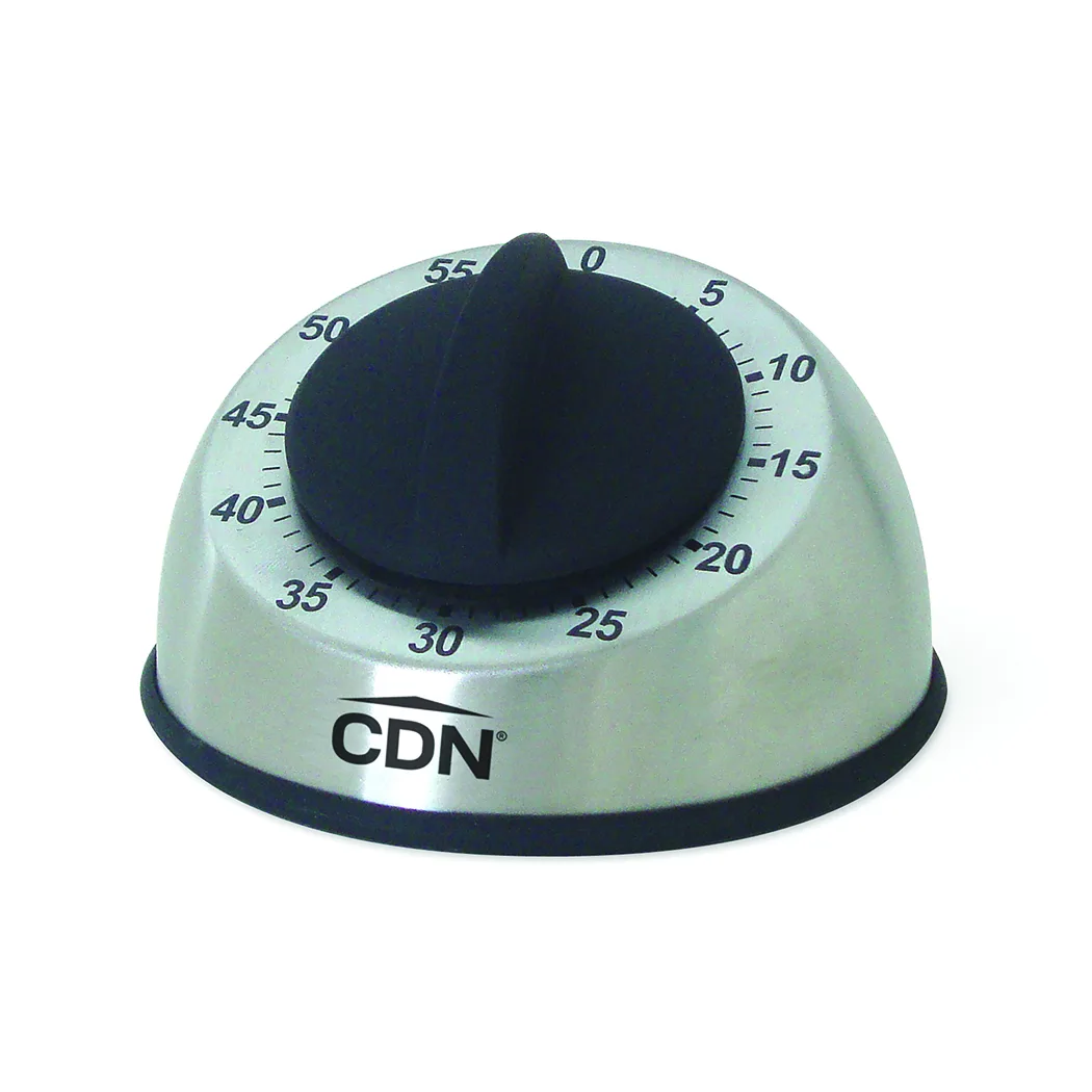 CDN MT1 Mechanical Timer, Heavy Duty, 1‑Hour By Minute, 3" Face, Stainless Steel Housing