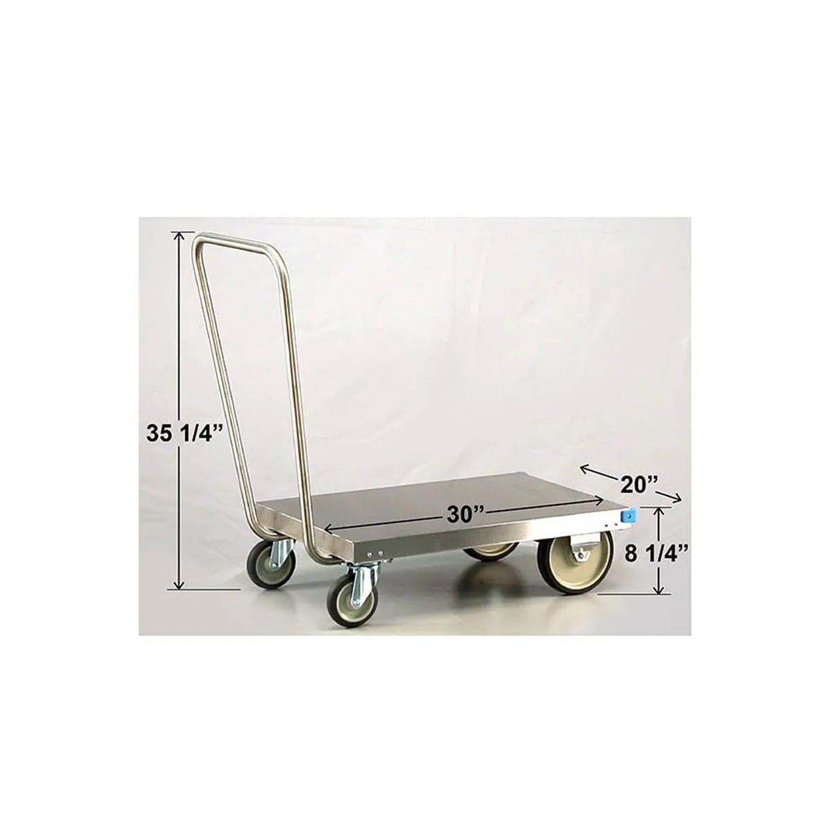 Lakeside 454 Stainless Steel Platform Truck, 20x30, 650 lb, Single Handle, Swivel Casters