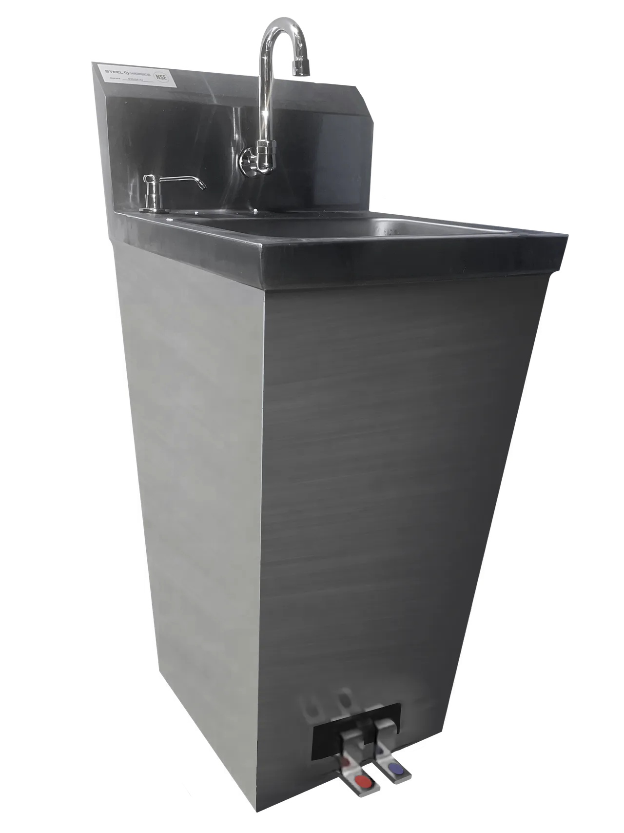Steel Works SWHSF-14 15" Pedestal Mounted Hand Sink with Faucet,Foot Valves & Soap Dispenser - 18 g