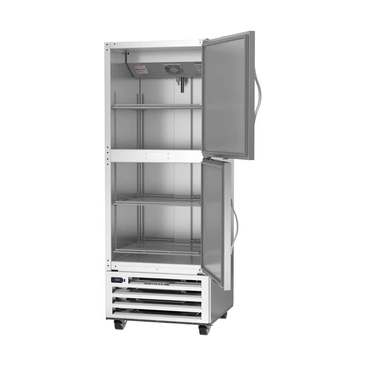 Beverage Air RI18HC-HS 27" 1-Section Reach-In Refrigerator w/ 2 Solid Half Doors, Bottom Mounted, 1/4 hp, 17 cu. ft.