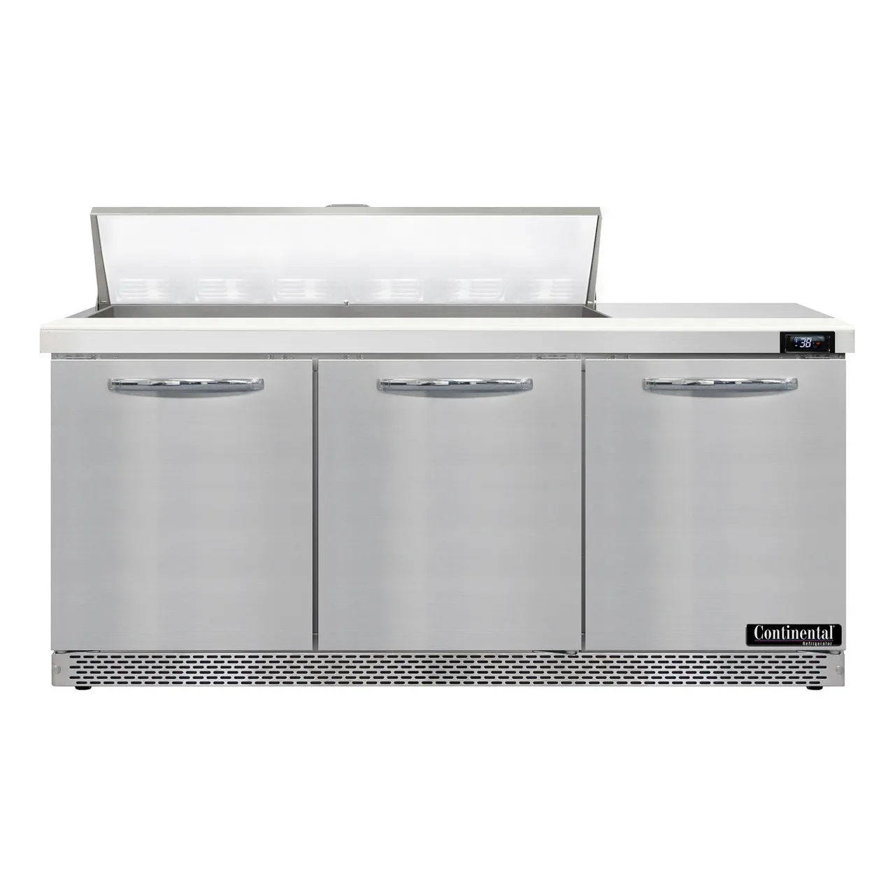 Continental Refrigerator D72N12-FB 72" Sandwich / Salad Prep Table w/ 3 Doors, 12 Pans