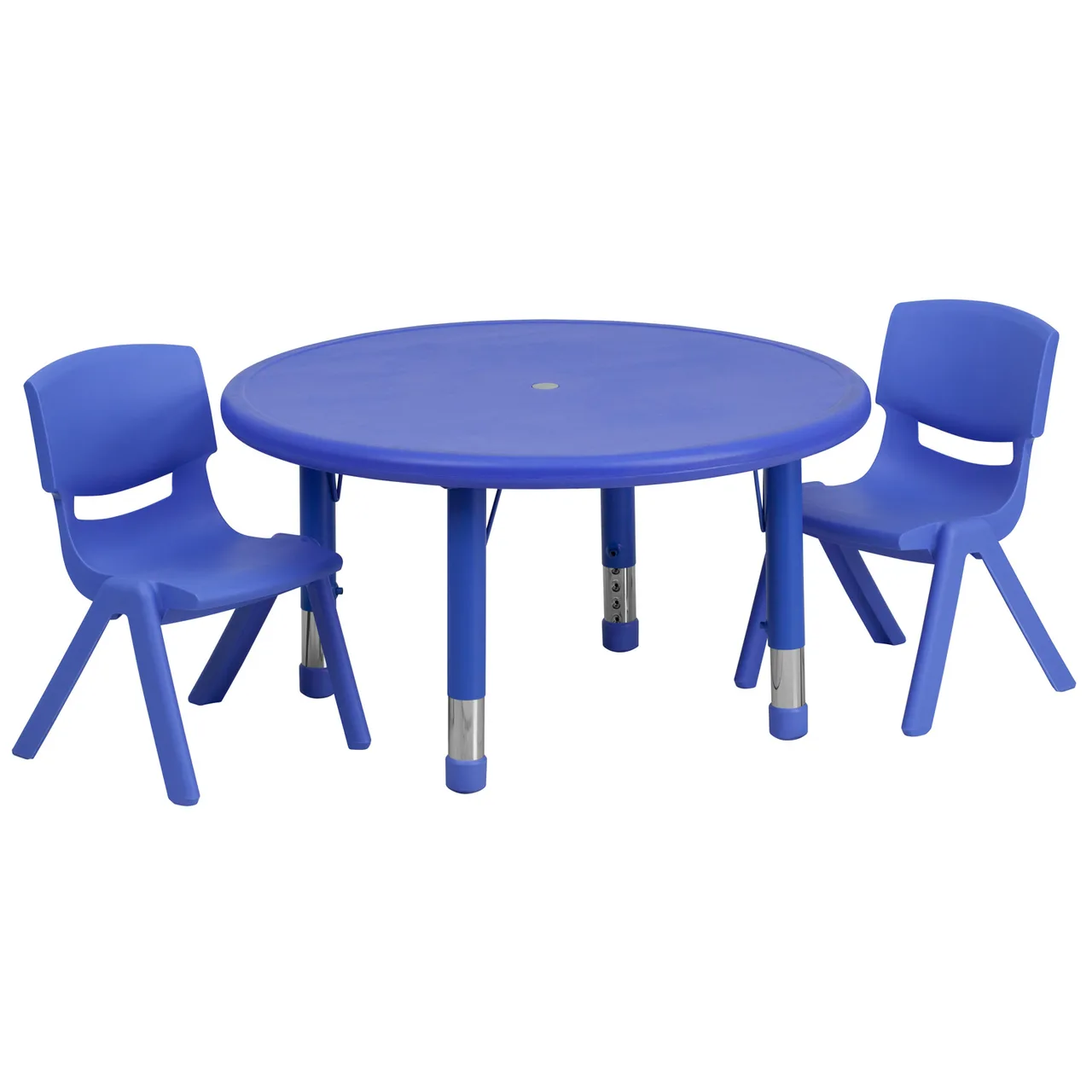 Flash Furniture YU-YCX-0073-2-ROUND-TBL-BLUE-R-GG Preschool Activity Table Set, 33" Round, Adjustable 14.5-23.75" Height, 220 lb Capacity, Blue