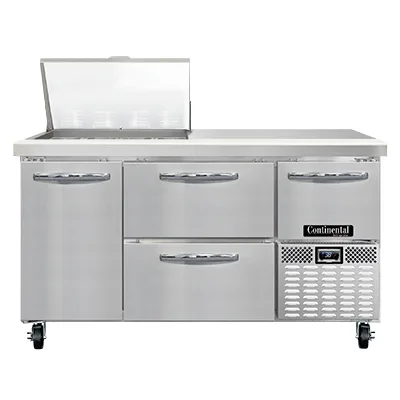 Continental Refrigerator RA60N12M-D 60" Mega Top Sandwich Prep Table w/ 4 Drawers & 1 Door, 12 pans
