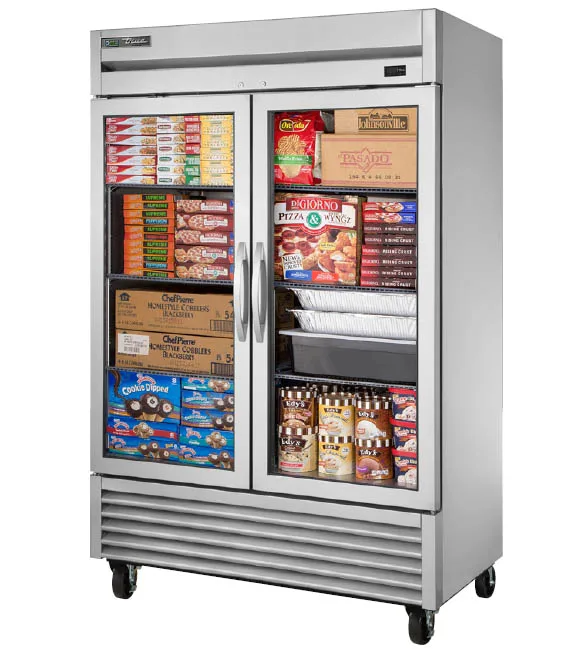 True T-49FG-FLX-HC~FGD01 54" 2-Section Reach-In Refrigerator Freezer Convertible w/ 2 Glass Doors, Bottom Mount