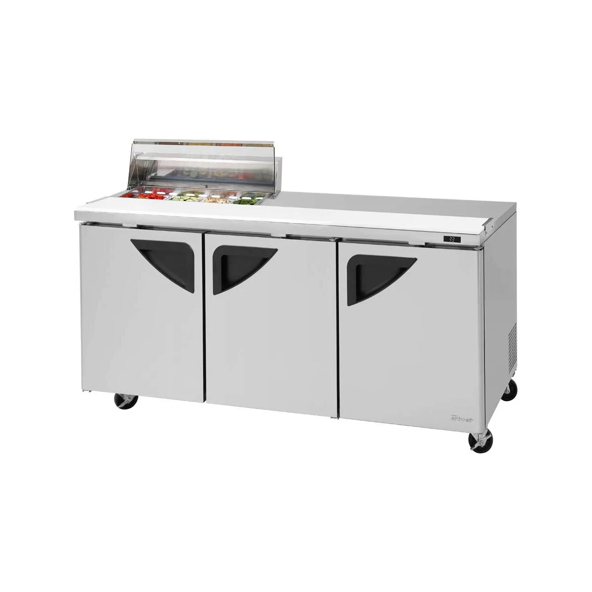 Turbo Air TST-72SD-08S-N-CL 72" Three Section Sandwich / Salad Prep Table w/ 3 Doors, 8 Pans