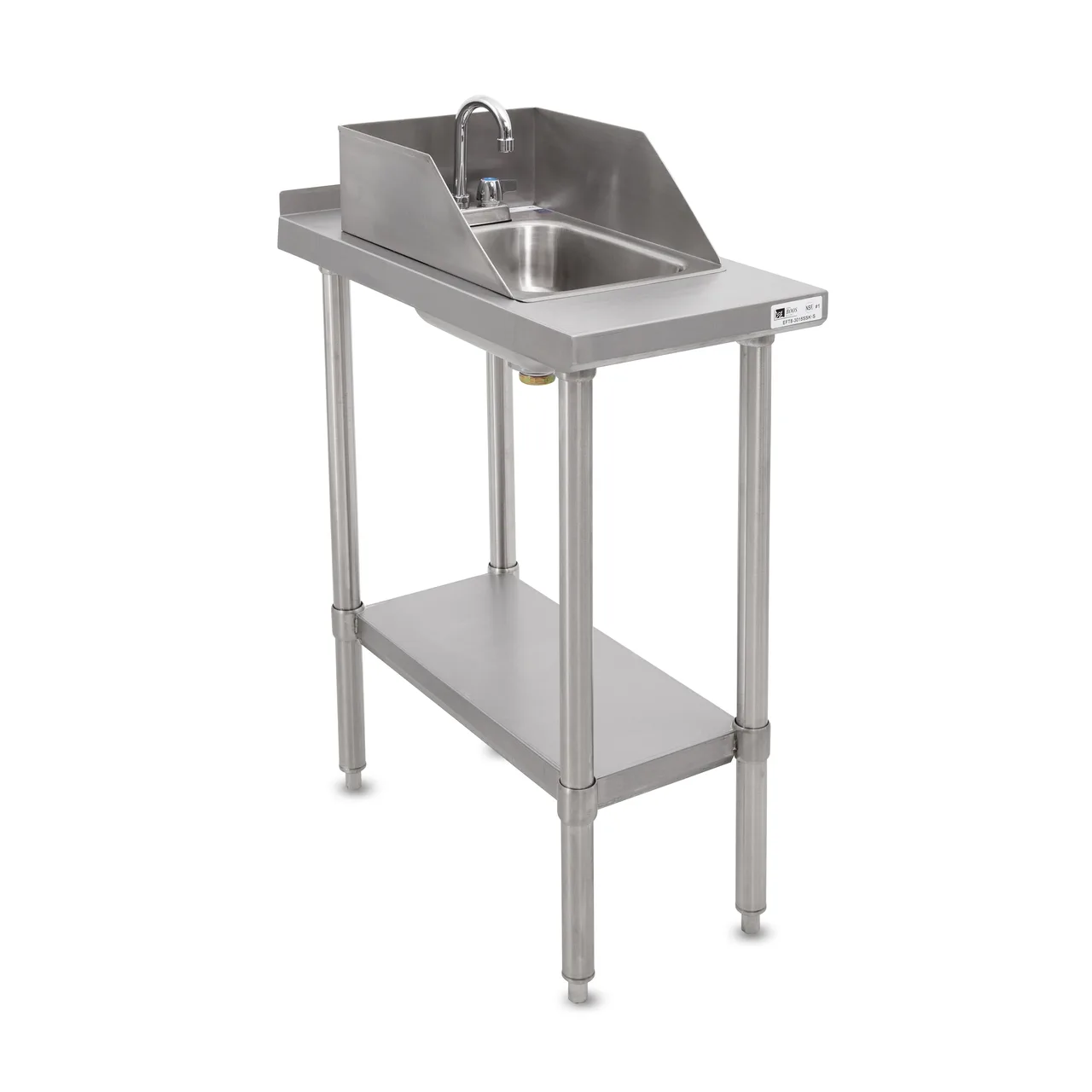 John Boos EFT8-3024SSK-S 24" Open Base Work Table with Drop in Sink, Stainless Steel Base / Upturn
