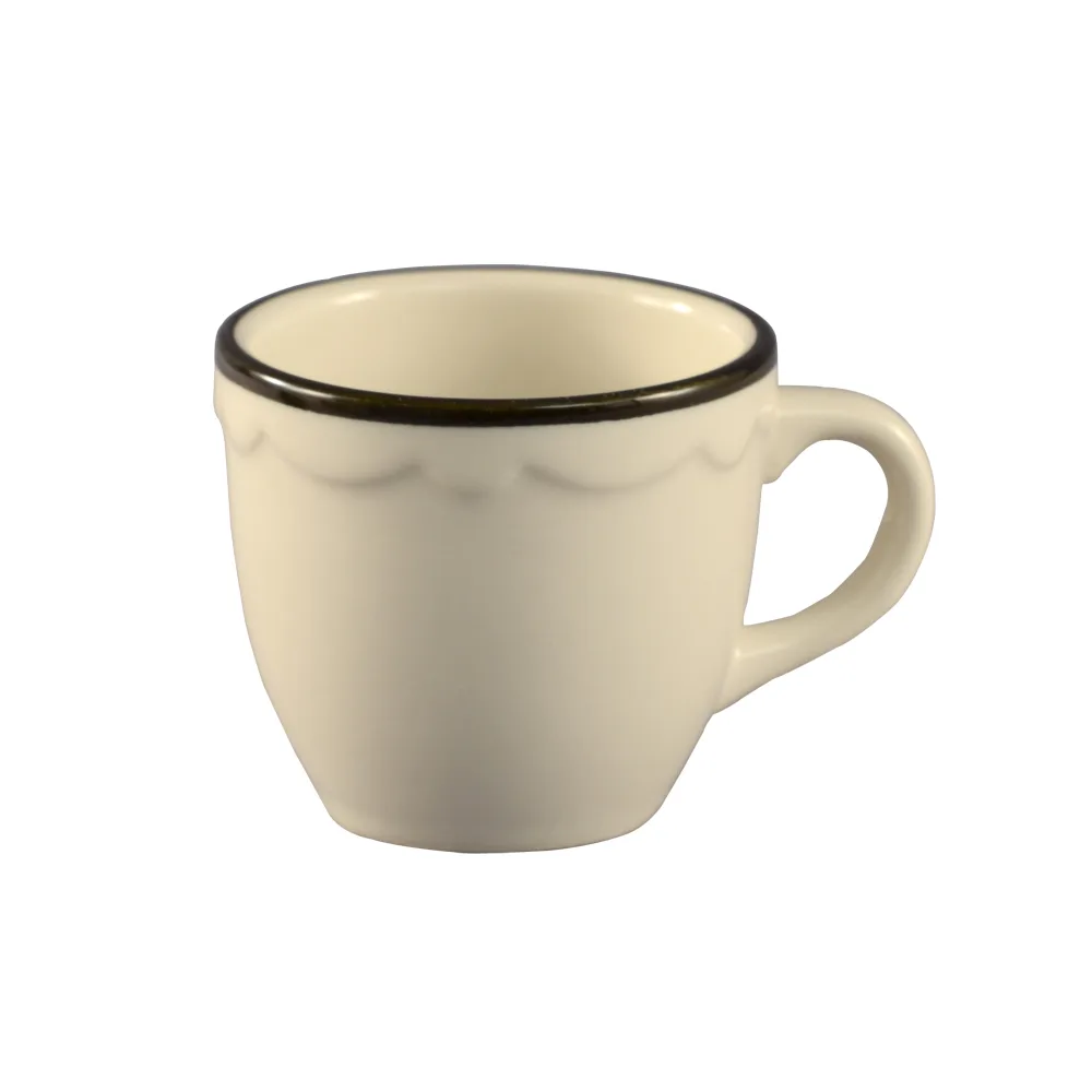 CAC China SC-35B Demitasse Cup 3.5 oz 2.5" Dia x 2.25" H Black/White Stoneware Safe - 1 Dozen