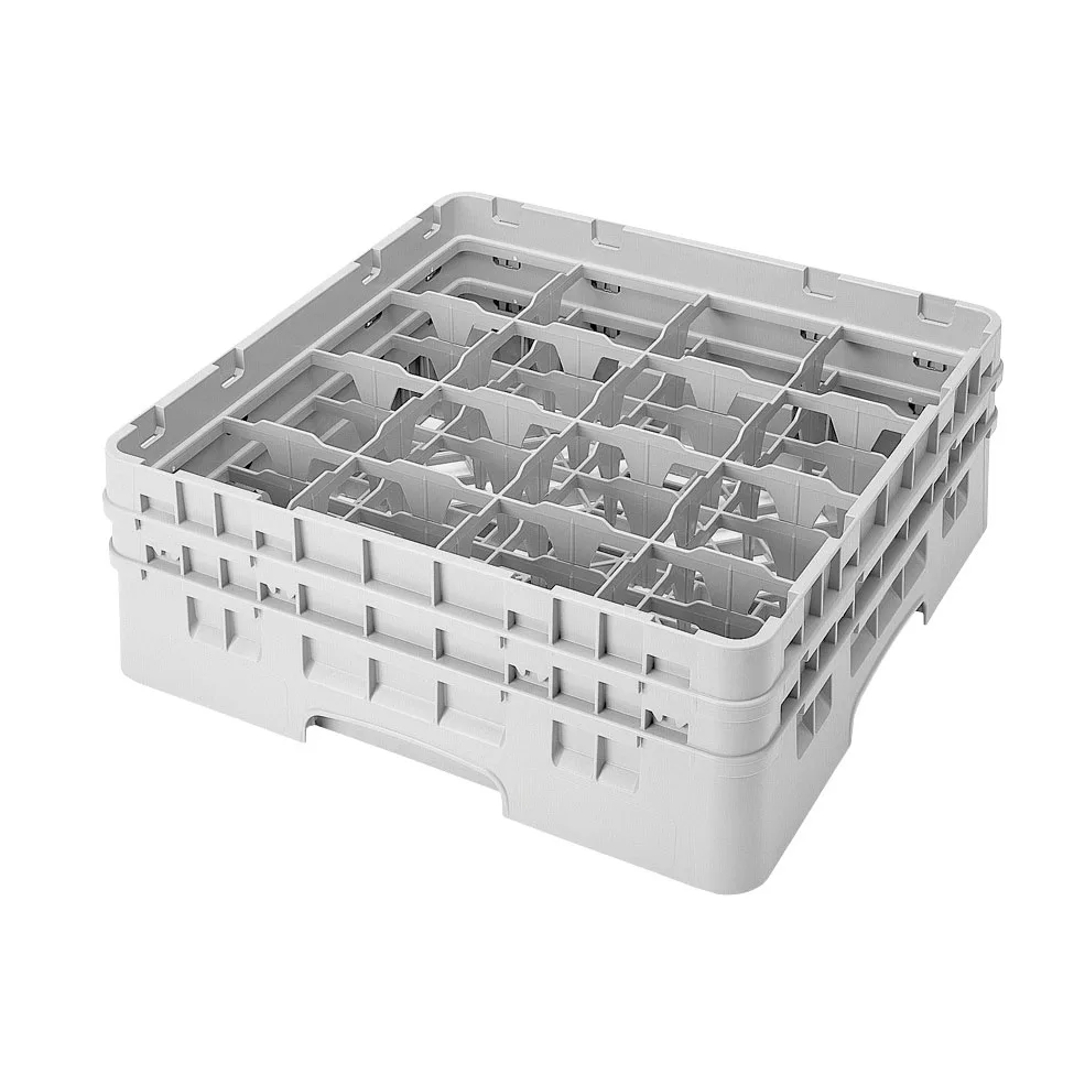 Cambro 16S434151 Camrack Glass Rack, Soft Gray, Full Size, 19-3/4" x 19-3/4", 16 Compartments