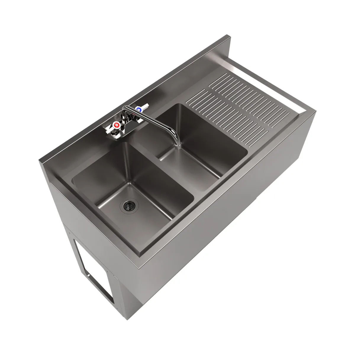BK Resources UBB-18-236RS Underbar Sink Units, 2 Compartment with Right Drainboard