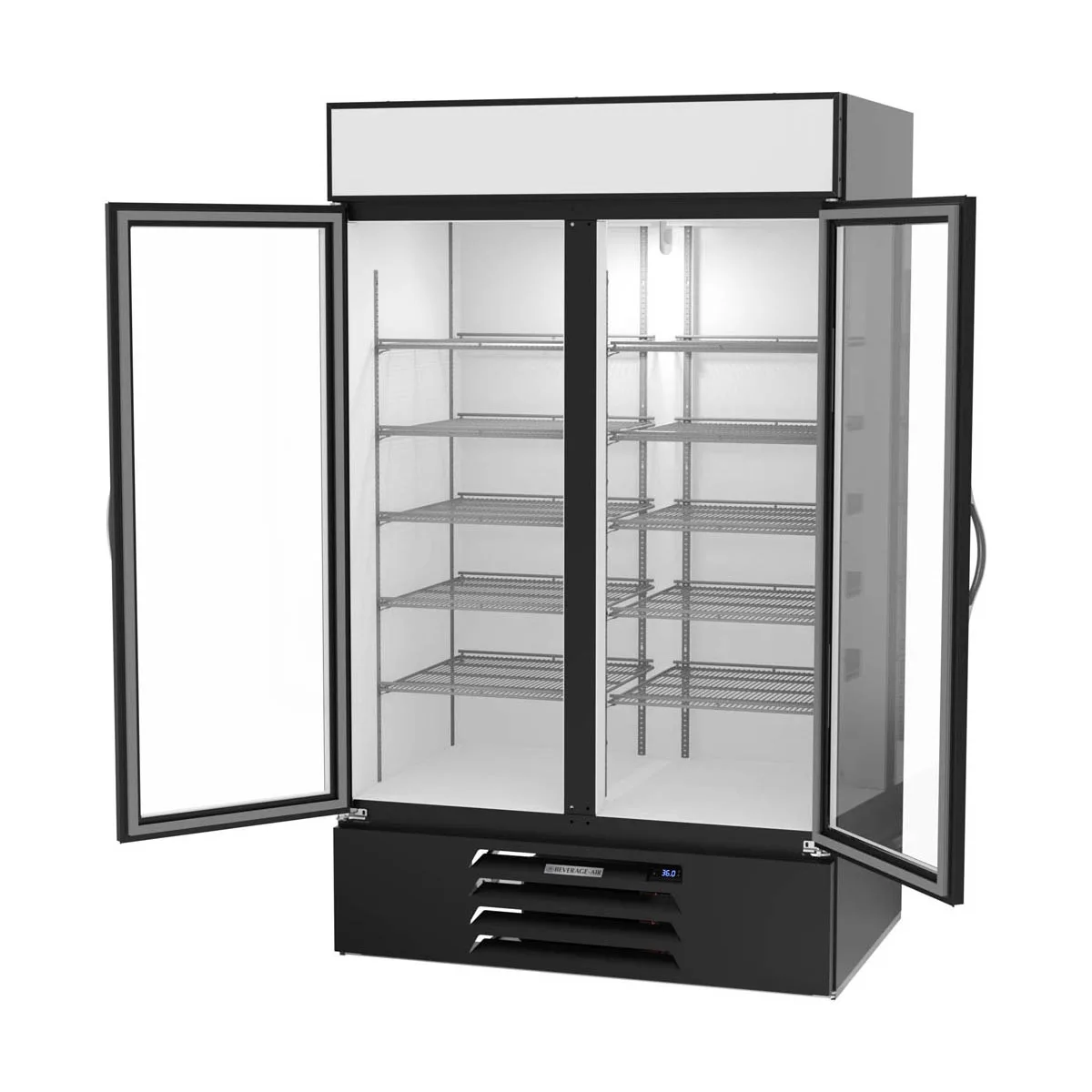 Beverage Air MMR44HC-1-B 47" Two Glass Door Merchandiser Refrigerator in Black, 40 cu. ft.