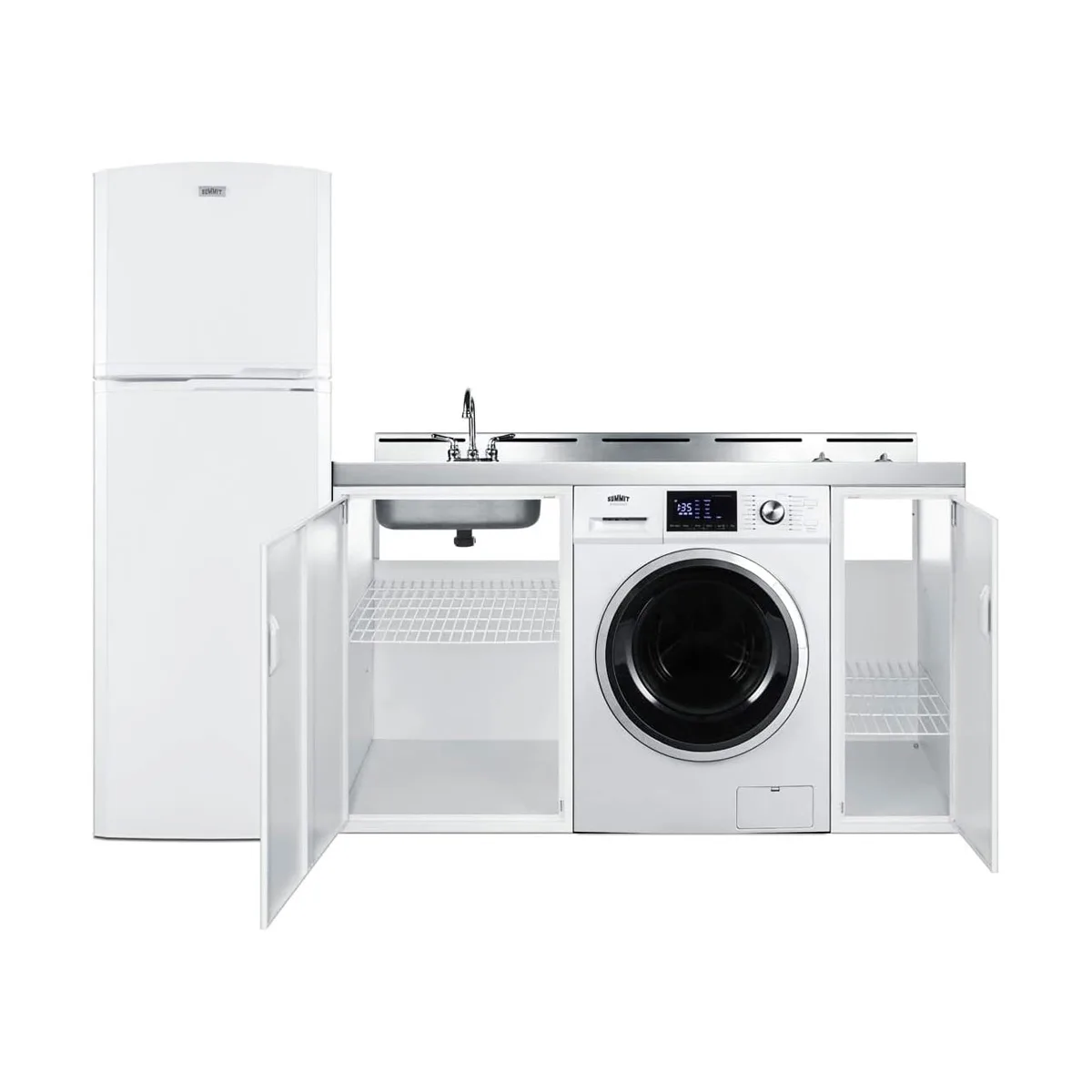 Summit ACKSPWD821G All-In-One Combination Kitchenette with Washer/Dryer Combo