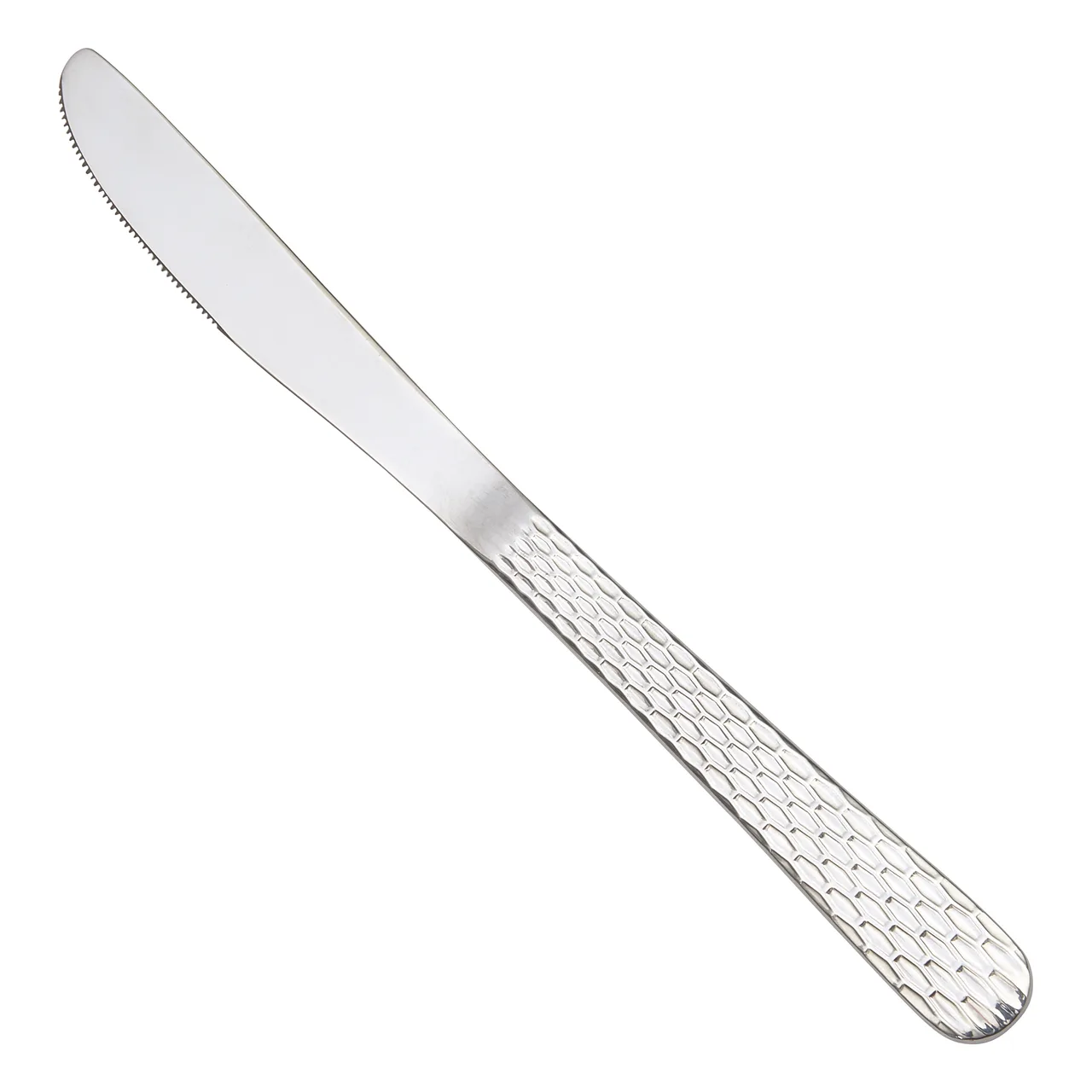 Winco 0023-08 Caspian Dinner Knife, 8‑inch Hammered Finish, 18/0 SS Medium Weight - 1 Dozen