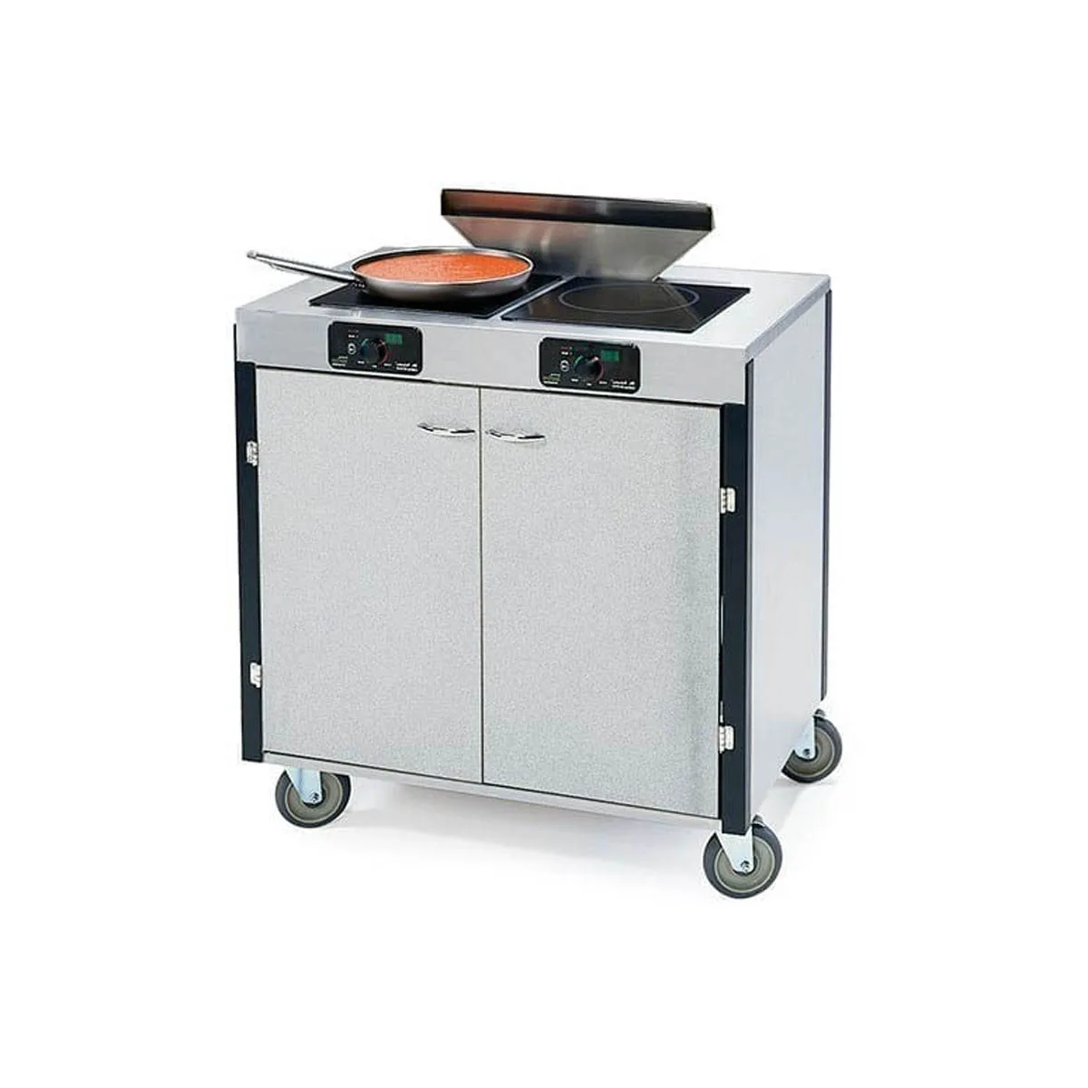 Lakeside 2075 Creation Express Station Mobile Cooking Cart w/ 2 Induction Burner, Filtration System