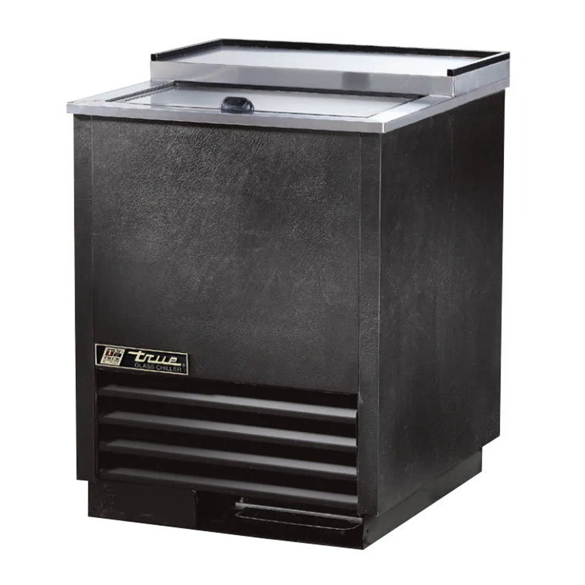 True T-24-GC-HC 24" Black Glass & Plate Chiller, 90 Mugs Capacity
