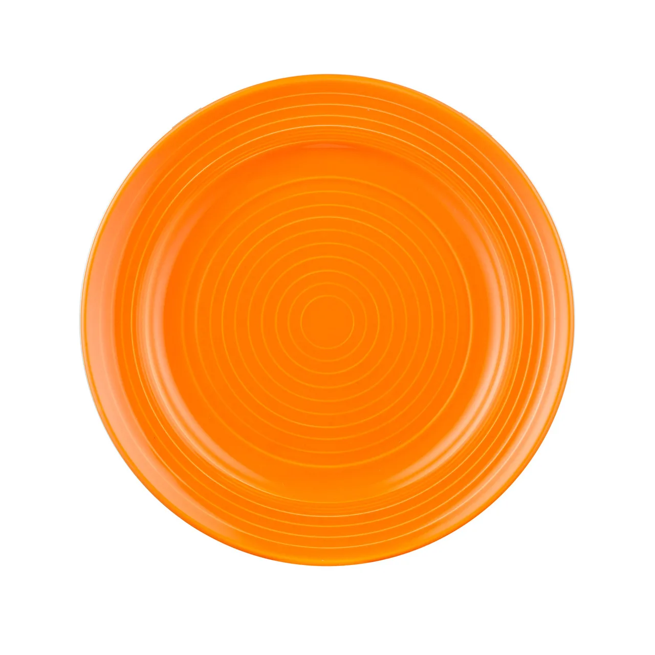 CAC China TG-7-TNG Tango Plate – 7-1/2" Dia., 1" H, Round, Embossed Rim, Tangerine Porcelain – 1 Dozen