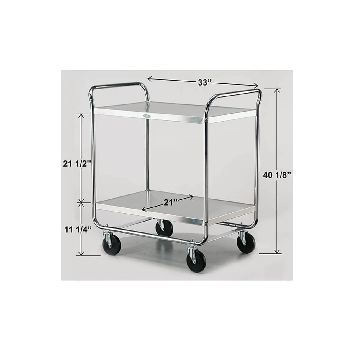 Lakeside 492 Stainless Steel 2-Shelf Tubular Utility Cart - 36" x 23" x 40-1/8"