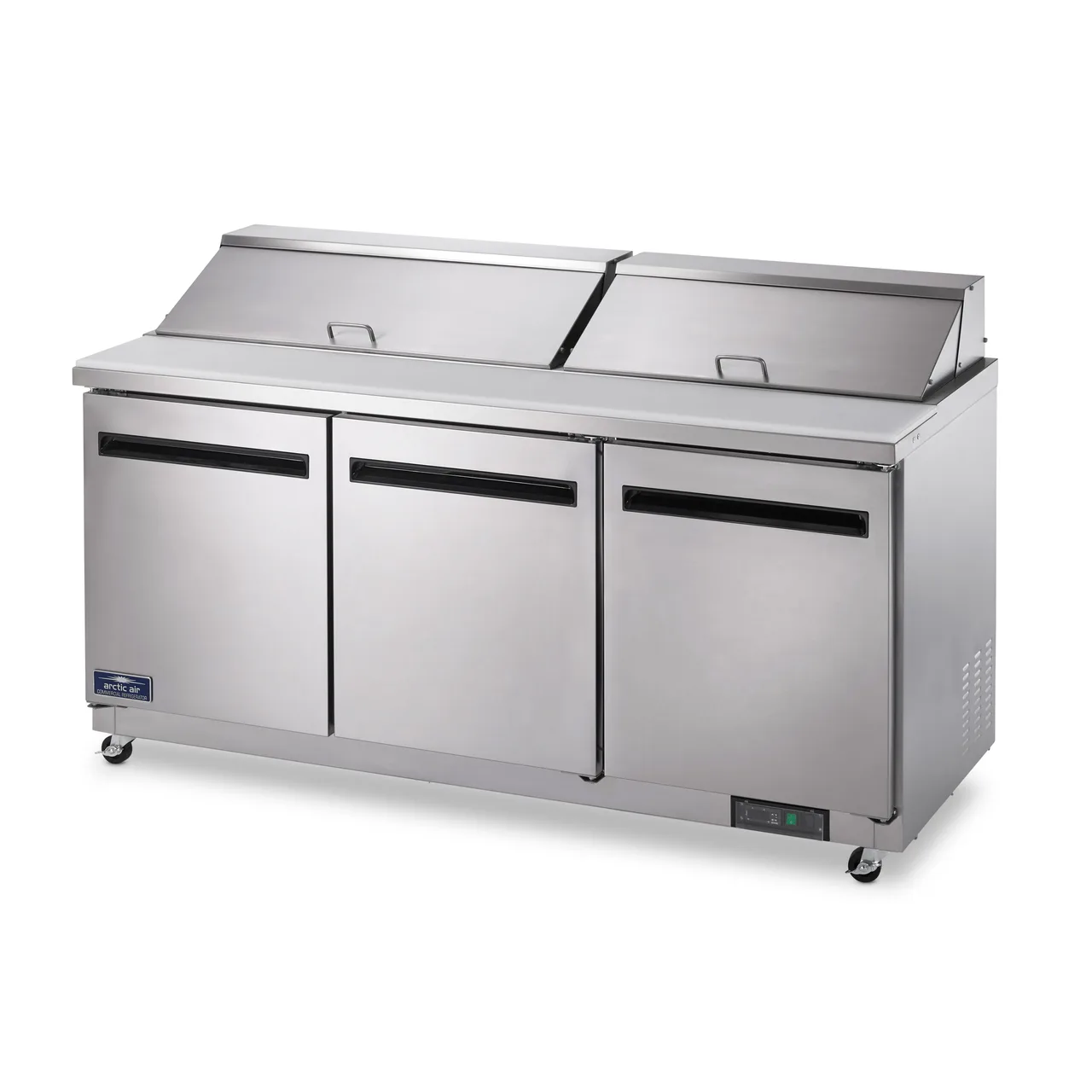 Arctic Air AMT72R 72" Three Section Mega Top Sandwich & Salad Prep Table w/ 3 Doors, 27 Pans